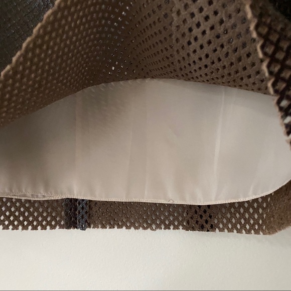 Sachin + Babi Laser Cut Crosshatch Leather A Line Skirt Brown Black size 0 - Picture 4 of 10